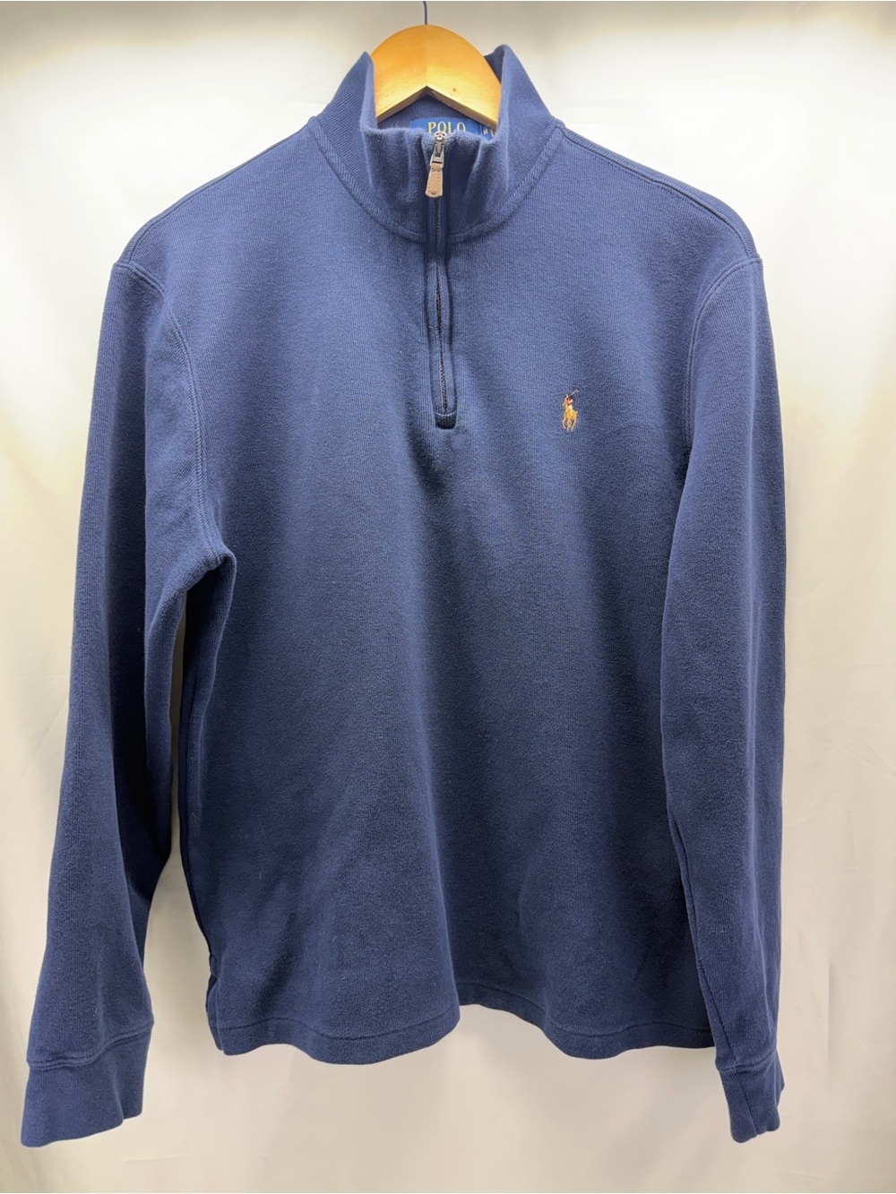 Ralph Lauren Navy Zip-Up Fleece Pullover with Embroidered Pony